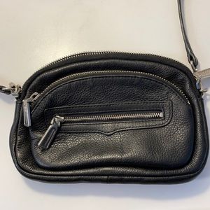 Rebecca minkoff black leather 3 zipper crossbody bag
